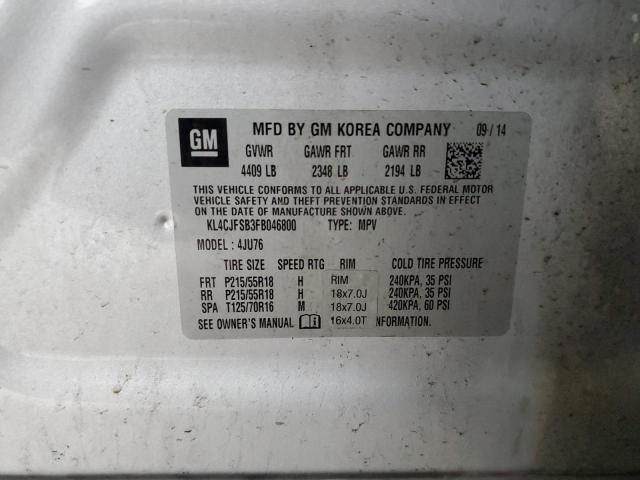 2015 Buick Encore Convenience VIN: KL4CJFSB3FB046800 Lot: 58470344