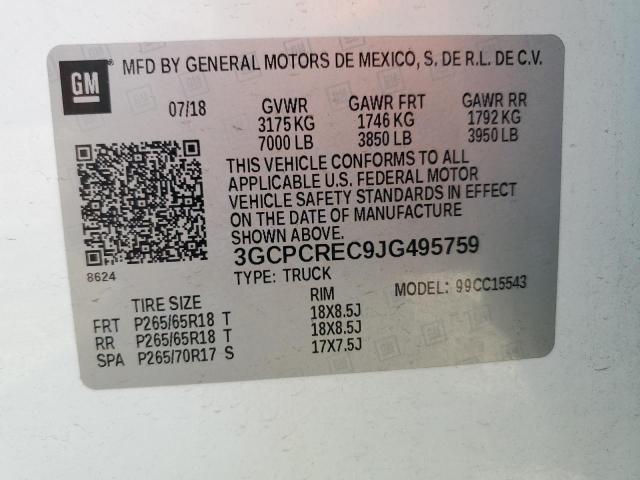 2018 CHEVROLET SILVERADO - 3GCPCREC9JG495759