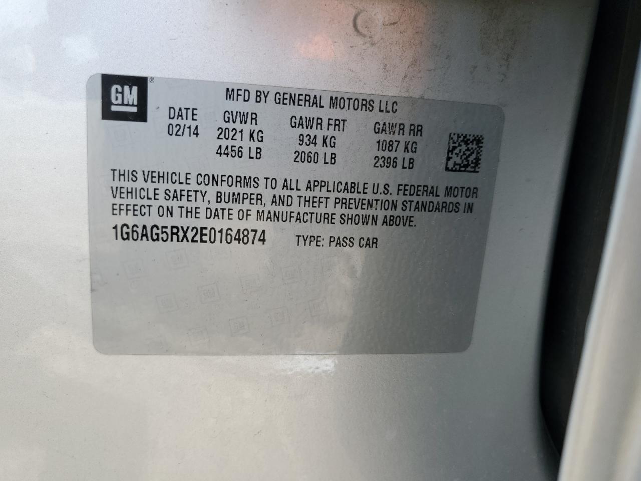 1G6AG5RX2E0164874 2014 Cadillac Ats