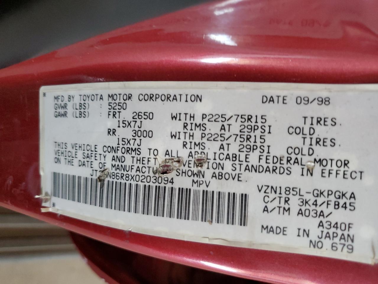 JT3HN86R8X0203094 1999 Toyota 4Runner Sr5