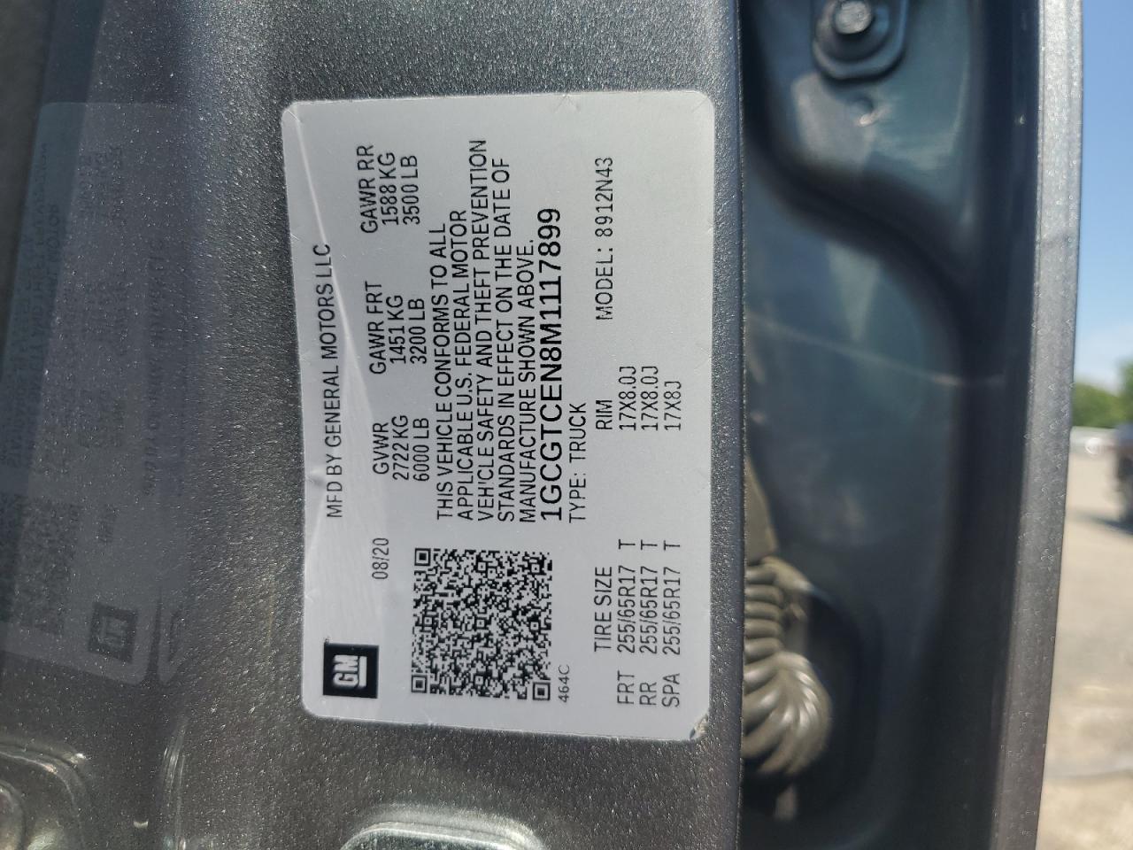 1GCGTCEN8M1117899 2021 Chevrolet Colorado Lt