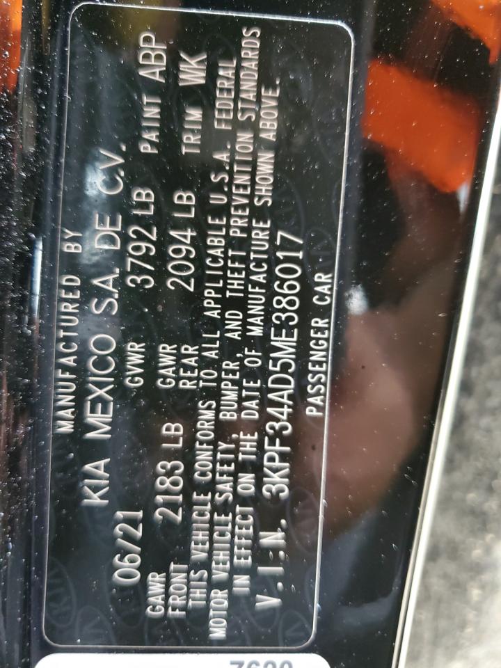 3KPF34AD5ME386017 2021 Kia Forte Gt Line