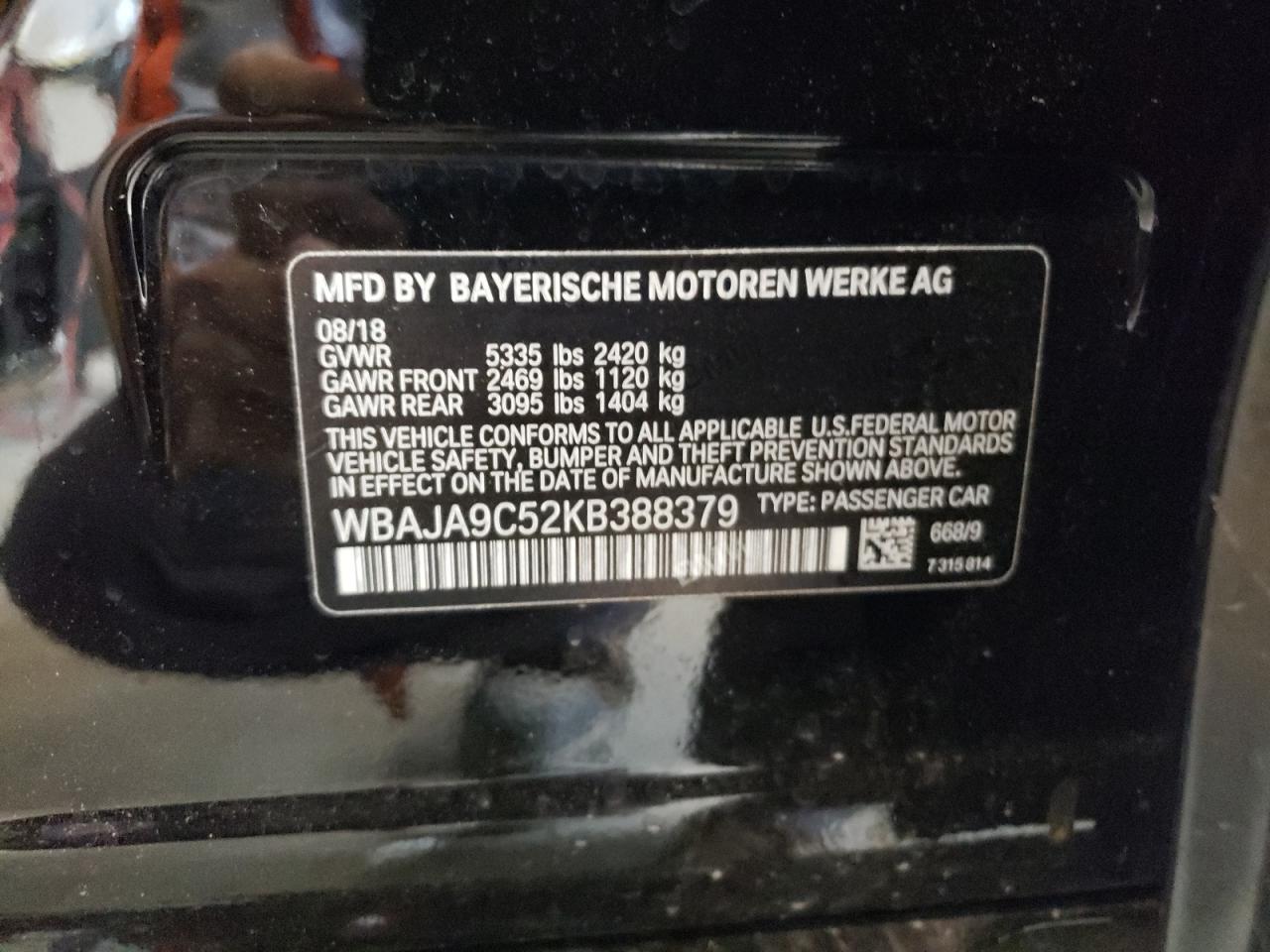 WBAJA9C52KB388379 2019 BMW 530E