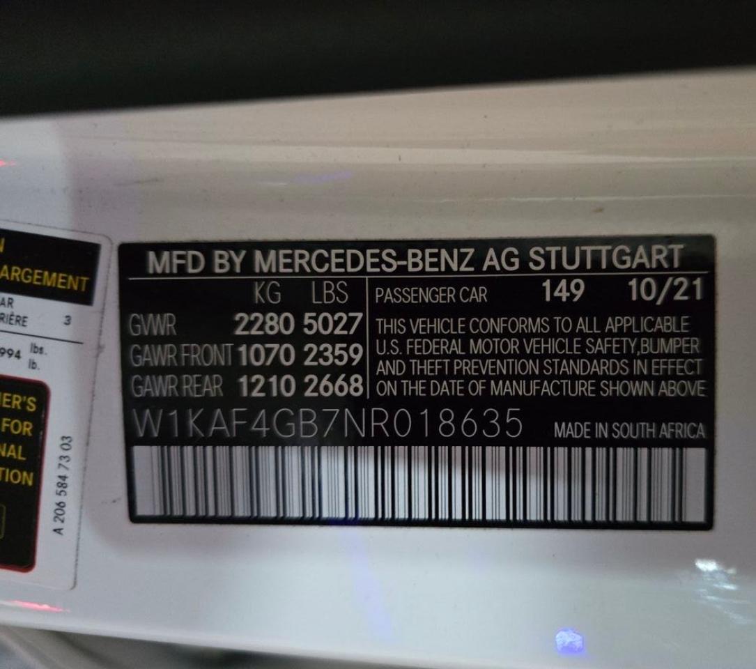 2022 Mercedes-Benz C 300 vin: W1KAF4GB7NR018635