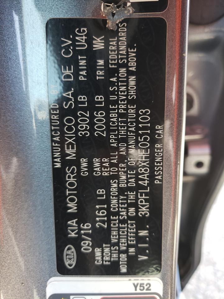 3KPFL4A8XHE051103 2017 Kia Forte Ex