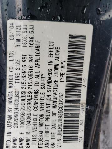 2005 Honda Cr-V Se VIN: JHLRD78985C002353 Lot: 61042994