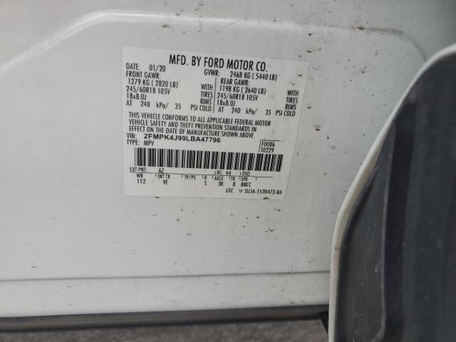 2020 Ford Edge Sel VIN: 2FMPK4J99LBA47796 Lot: 57684324