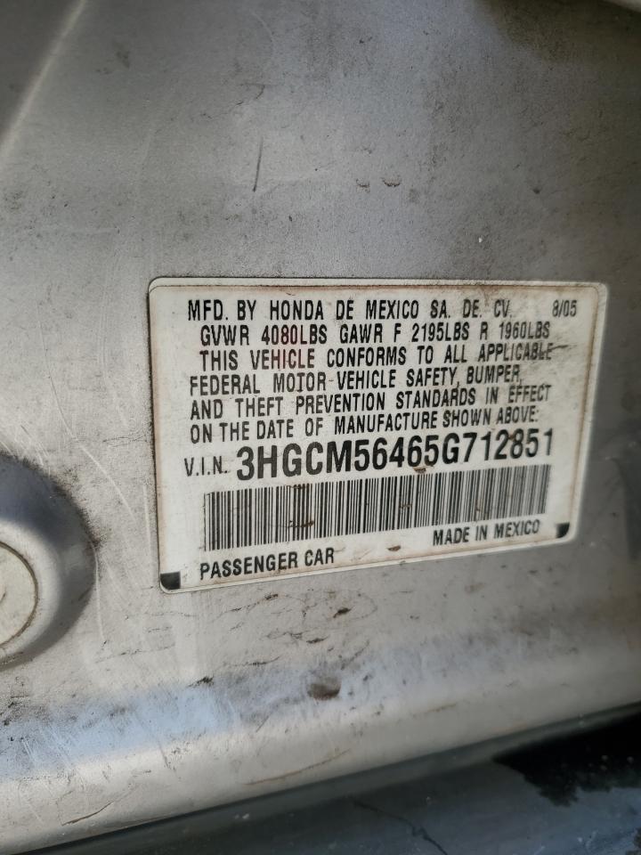 3HGCM56465G712851 2005 Honda Accord Lx