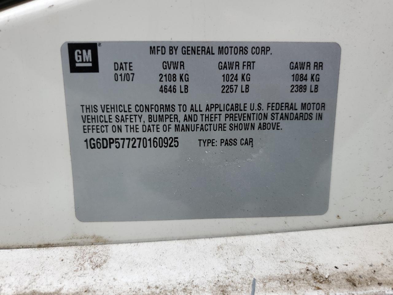 1G6DP577270160925 2007 Cadillac Cts Hi Feature V6