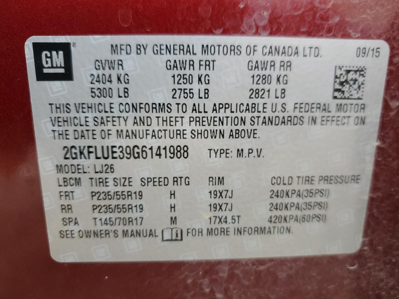 2GKFLUE39G6141988 2016 GMC Terrain Slt