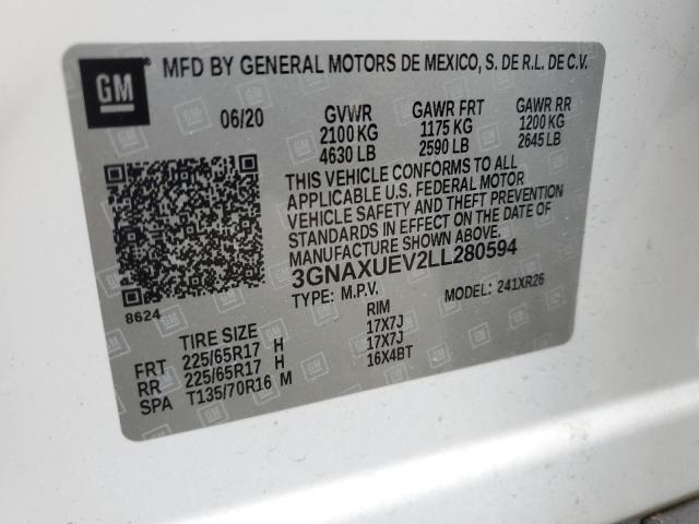 2020 Chevrolet Equinox Lt VIN: 3GNAXUEV2LL280594 Lot: 58425594