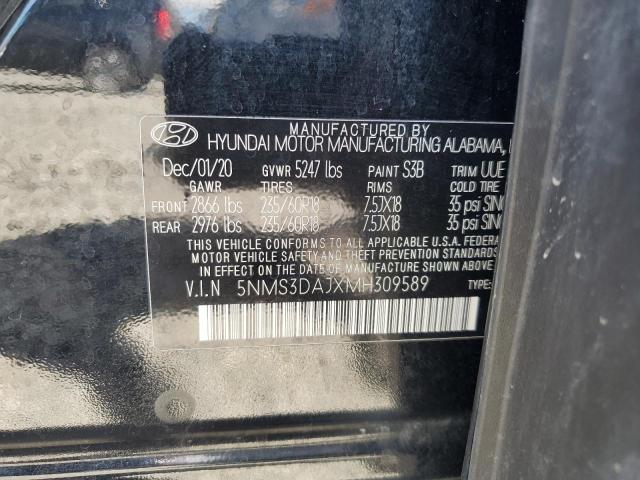 VIN 5NMS3DAJXMH309589 2021 HYUNDAI SANTA FE no.12