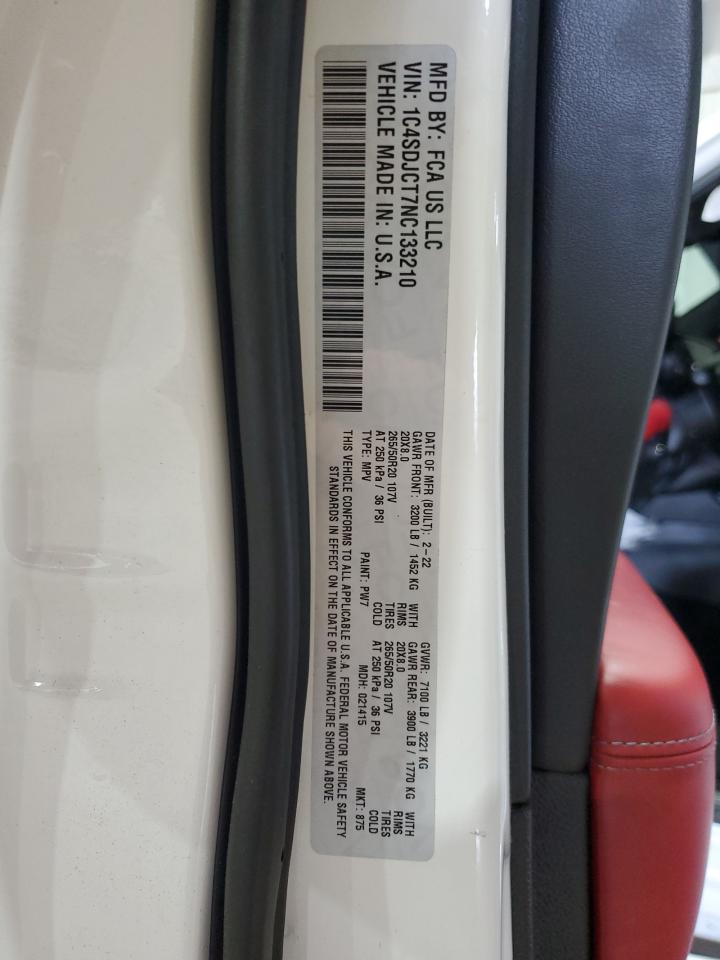 1C4SDJCT7NC133210 2022 Dodge Durango R/T