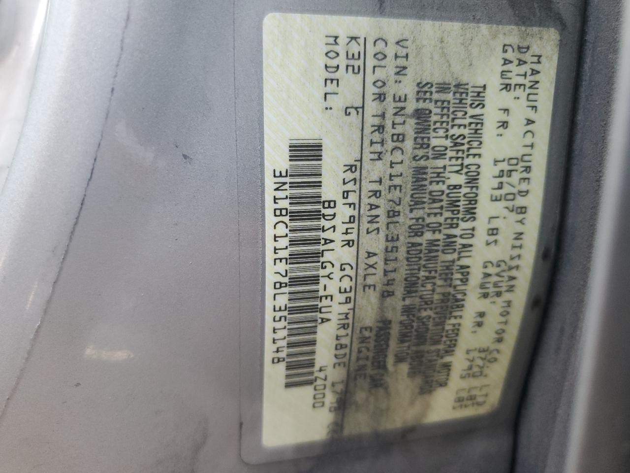 3N1BC11E78L351148 2008 Nissan Versa S