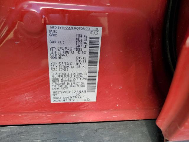 2017 NISSAN ROGUE SV H 5N1ET2MV0HC773989