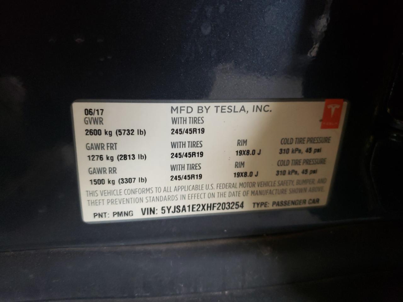 5YJSA1E2XHF203254 2017 Tesla Model S