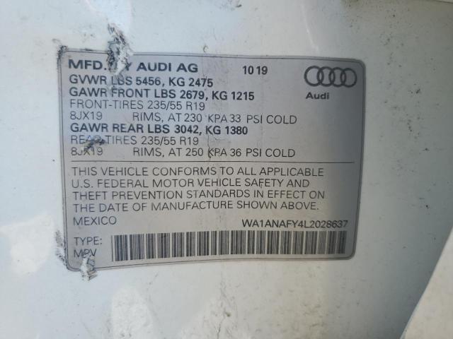 2020 Audi Q5 Premium VIN: WA1ANAFY4L2028637 Lot: 57927304