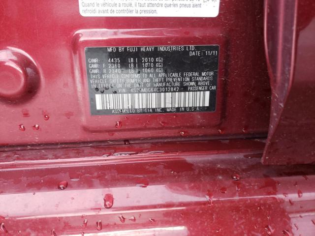 2012 Subaru Legacy 2.5I Premium VIN: 4S3BMBG6XC3012842 Lot: 58510704