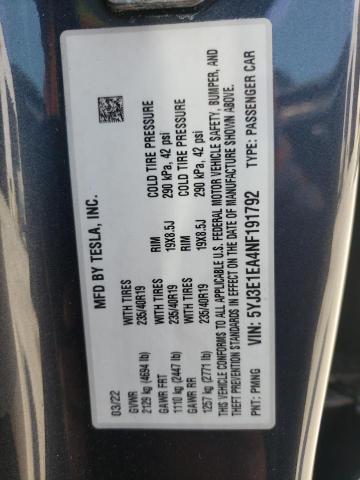 5YJ3E1EA4NF191792 2022 TESLA MODEL 3 - Image 12