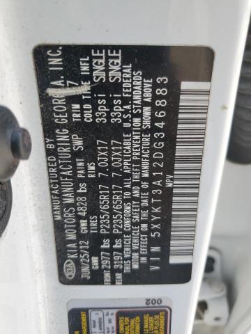 2013 Kia Sorento Lx VIN: 5XYKT3A12DG346883 Lot: 59122514