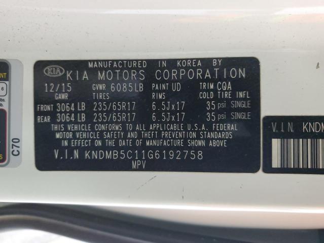 2016 Kia Sedona Lx VIN: KNDMB5C11G6192758 Lot: 60212664