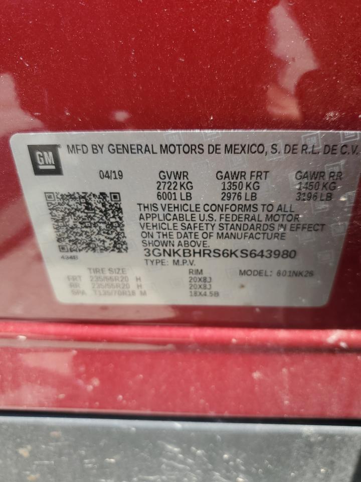 3GNKBHRS6KS643980 2019 Chevrolet Blazer 3Lt