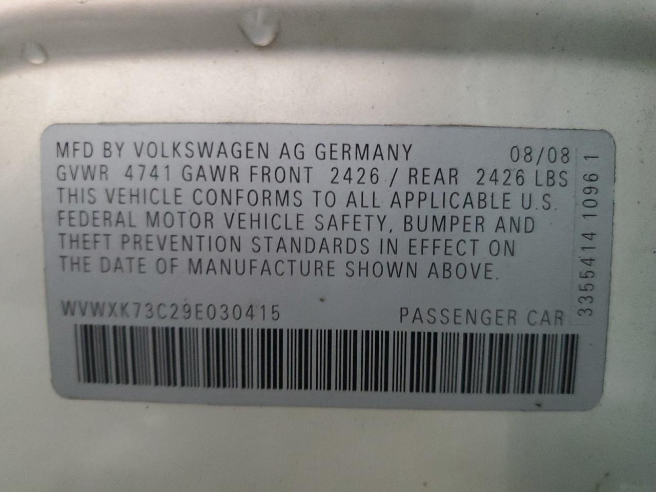 WVWXK73C29E030415 2009 Volkswagen Passat Wagon Turbo