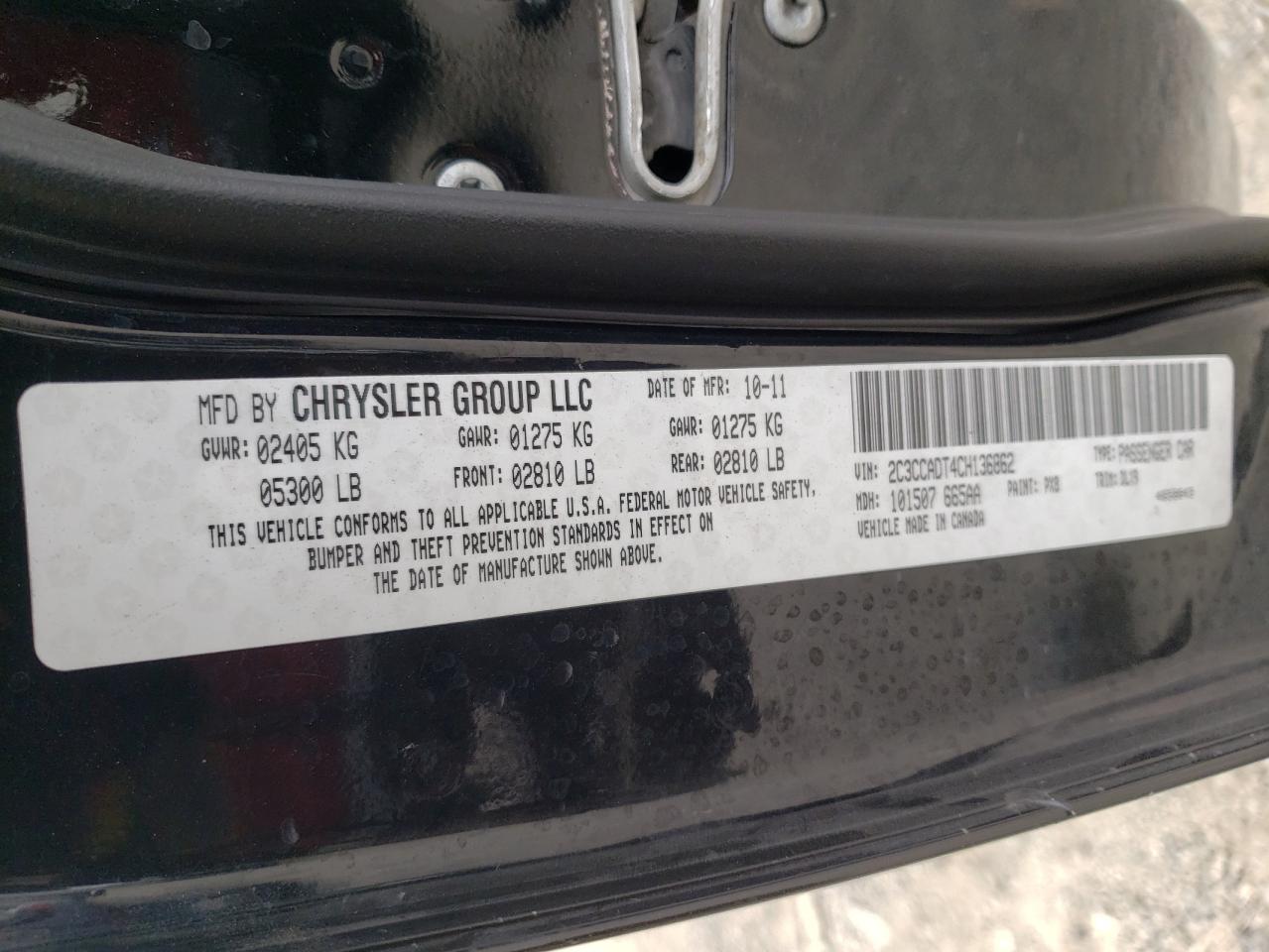 2C3CCADT4CH136862 2012 Chrysler 300 S