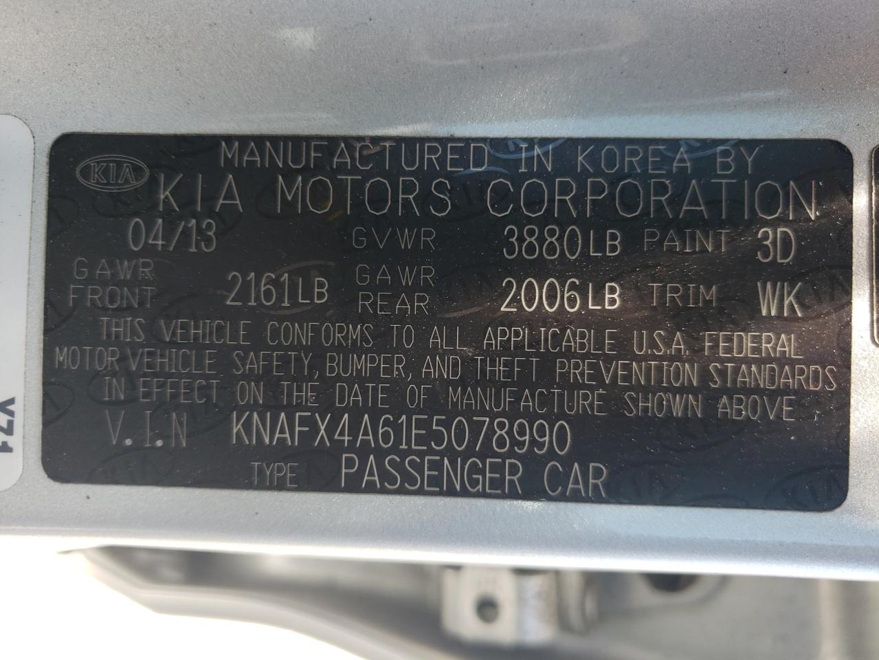 KNAFX4A61E5078990 2014 Kia Forte Lx