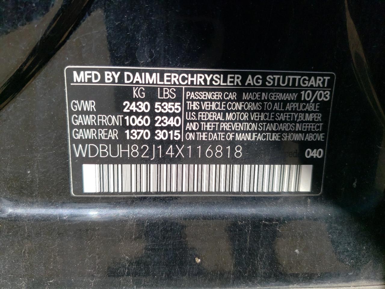 WDBUH82J14X116818 2004 Mercedes-Benz E 320 4Matic