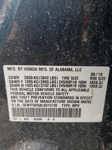 2020 Honda Pilot Exl VIN: 5FNYF6H58LB015730 Lot: 56773444