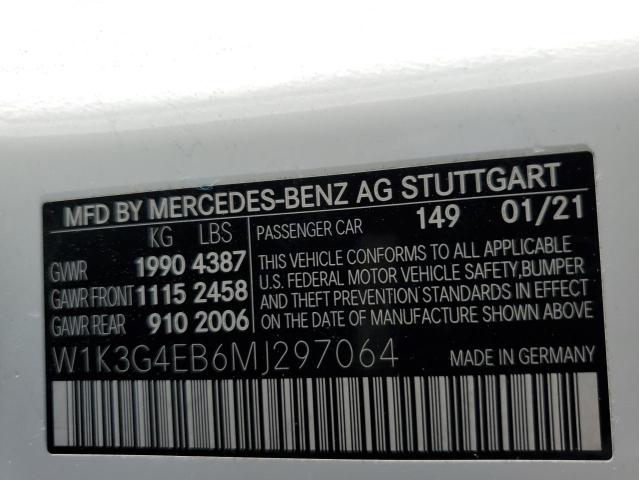 2021 Mercedes-Benz A 220 VIN: W1K3G4EB6MJ297064 Lot: 59163044
