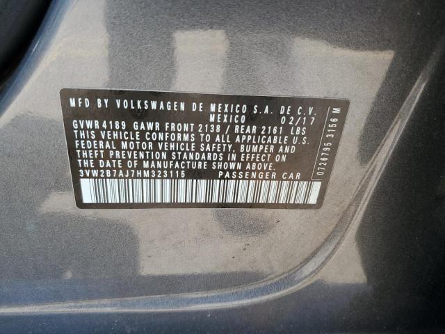 2017 Volkswagen Jetta S VIN: 3VW2B7AJ7HM323115 Lot: 60148564