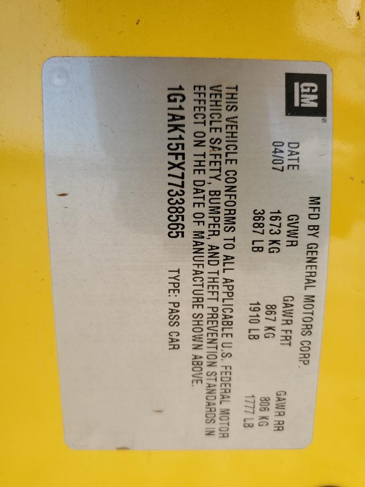 1G1AK15FX77338565 2007 Chevrolet Cobalt Ls