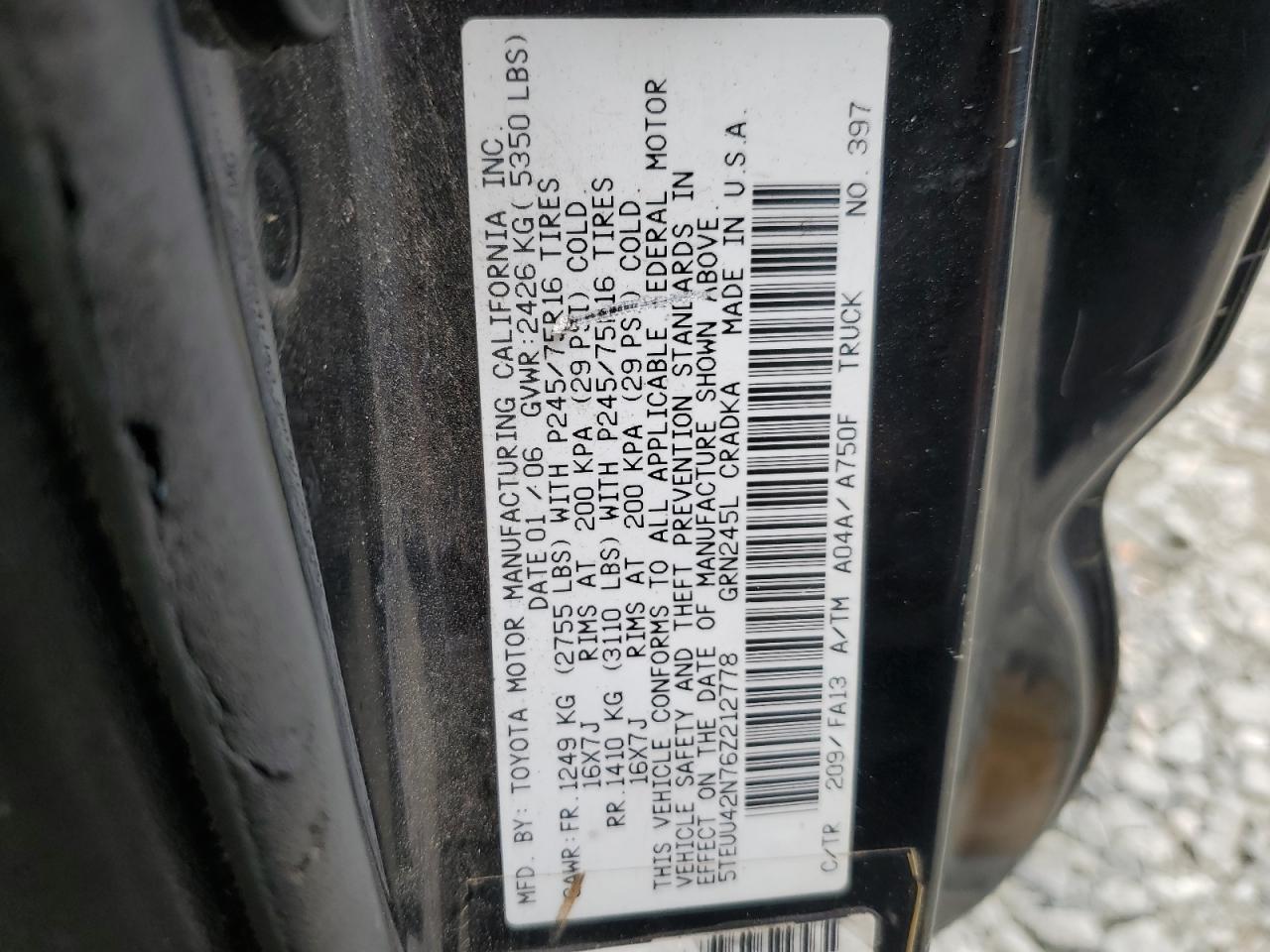 5TEUU42N76Z212778 2006 Toyota Tacoma Access Cab