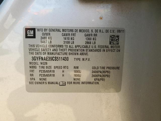 2012 Cadillac Srx Luxury Collection VIN: 3GYFNAE39CS511430 Lot: 60812384