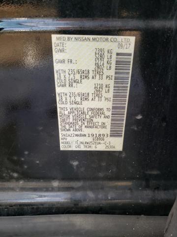 2017 Nissan Murano S VIN: 5N1AZ2MH8HN191893 Lot: 58394294