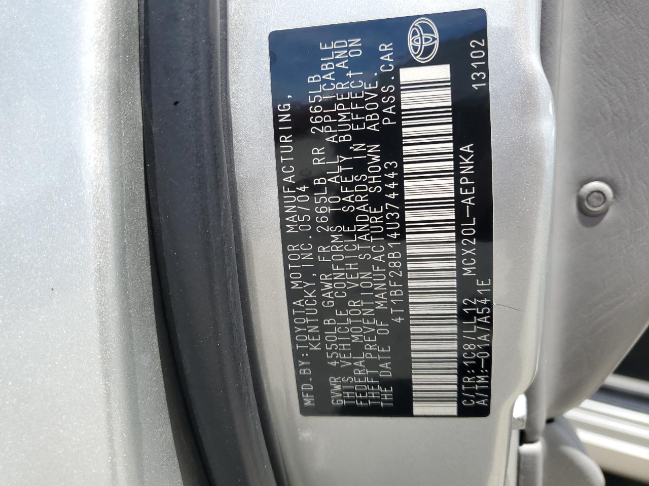 4T1BF28B14U374443 2004 Toyota Avalon Xl