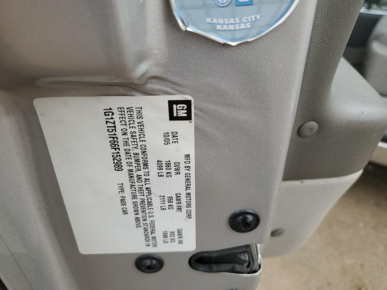 1G1ZT51F66F152989 2006 Chevrolet Malibu Lt