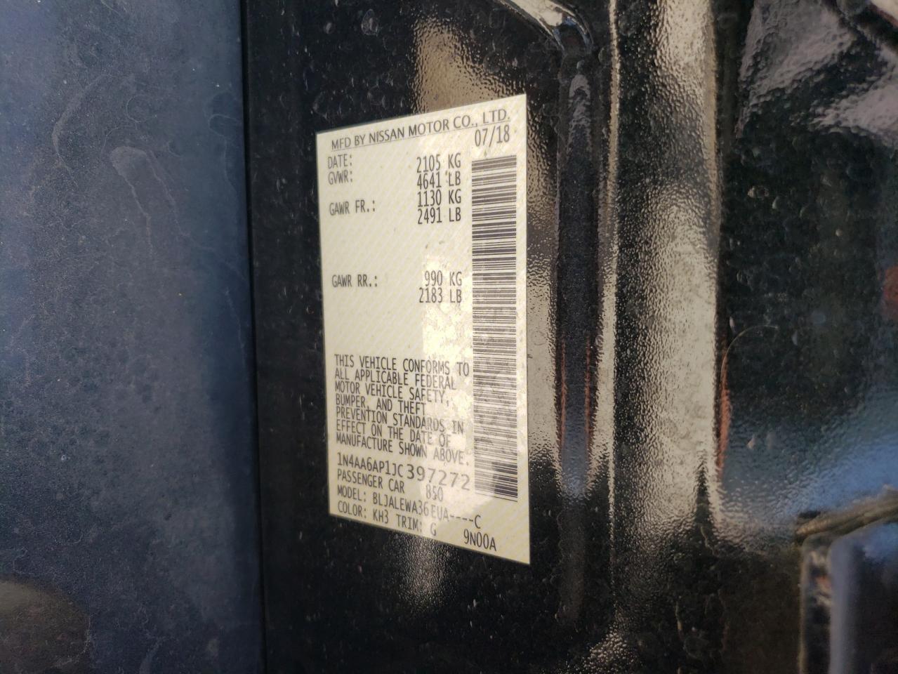 1N4AA6AP1JC397272 2018 Nissan Maxima 3.5S