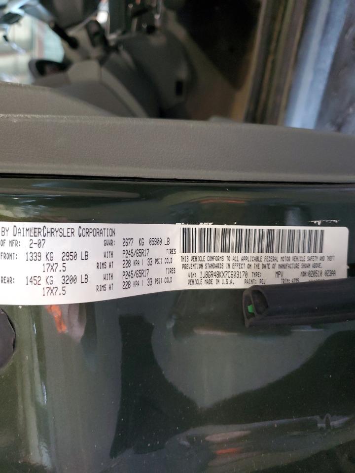 1J8GR48KX7C603170 2007 Jeep Grand Cherokee Laredo