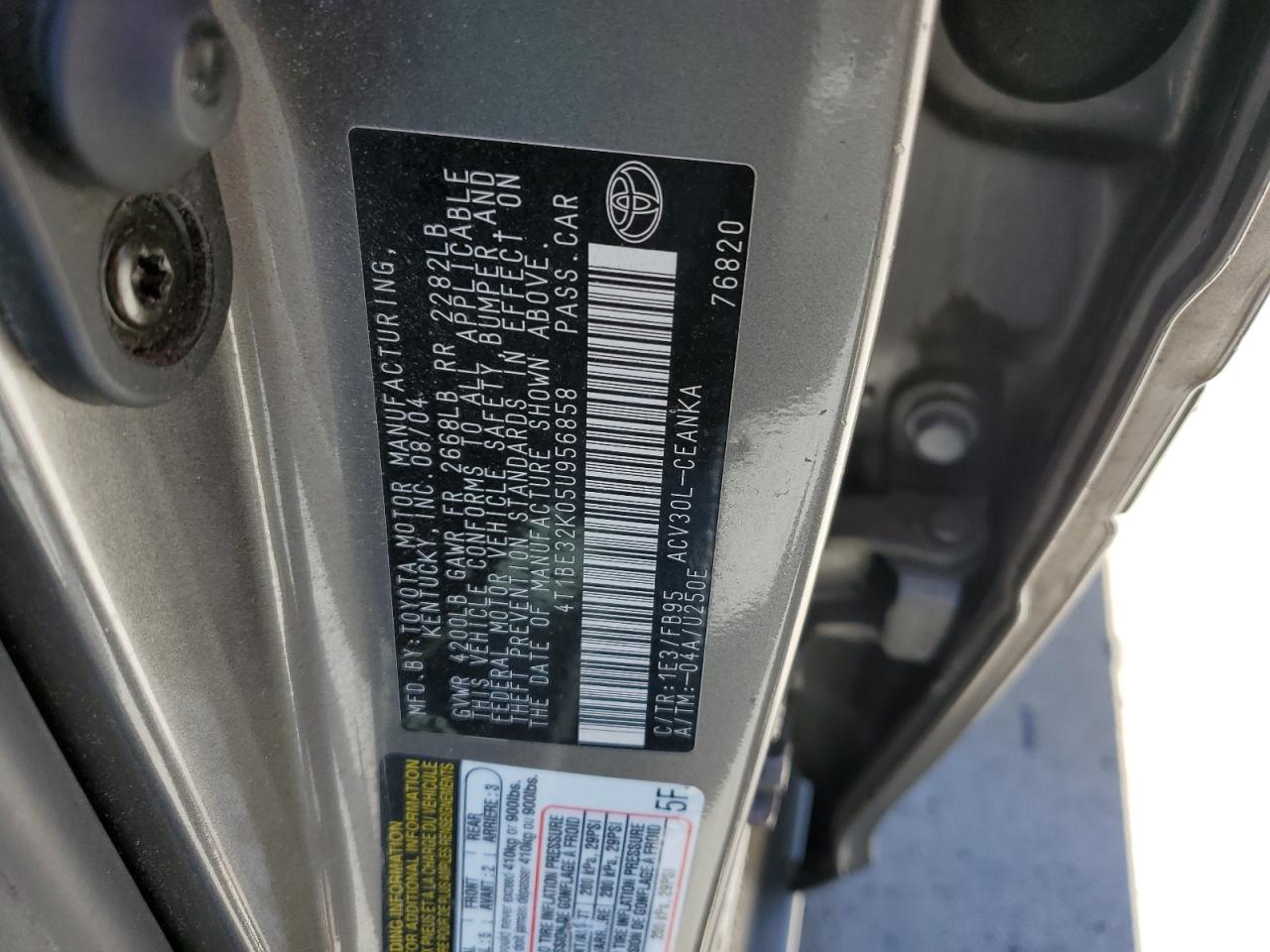 4T1BE32K05U956858 2005 Toyota Camry Le