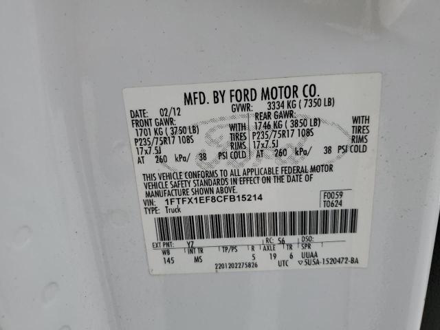 2012 Ford F150 Super Cab VIN: 1FTFX1EF8CFB15214 Lot: 57764204