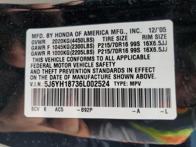 2006 Honda Element Ex VIN: 5J6YH18736L002524 Lot: 57408504