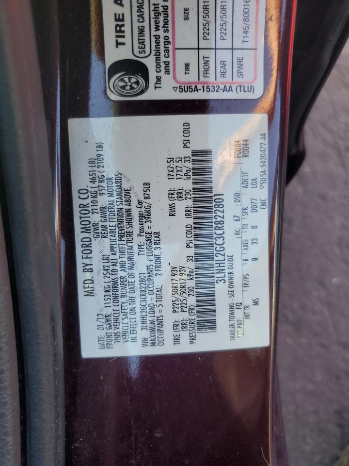 3LNHL2GC3CR822801 2012 Lincoln Mkz