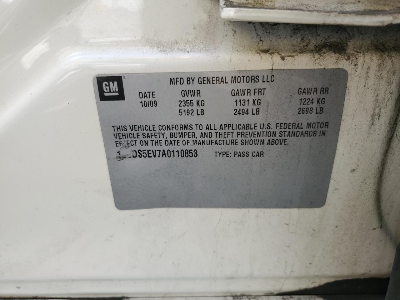 1G6DS5EV7A0110853 2010 Cadillac Cts Premium Collection