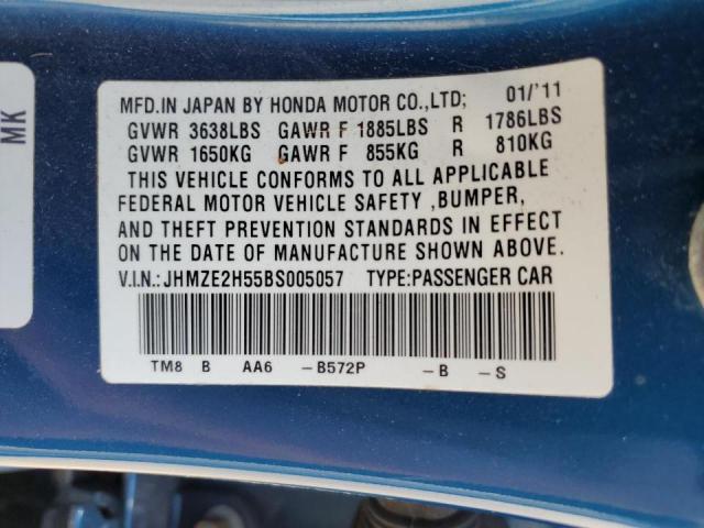 2011 Honda Insight Lx VIN: JHMZE2H55BS005057 Lot: 57422284