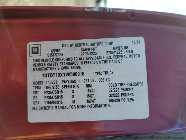 1997 GMC Sonoma VIN: 1GTDT19X1V8508016 Lot: 57866124