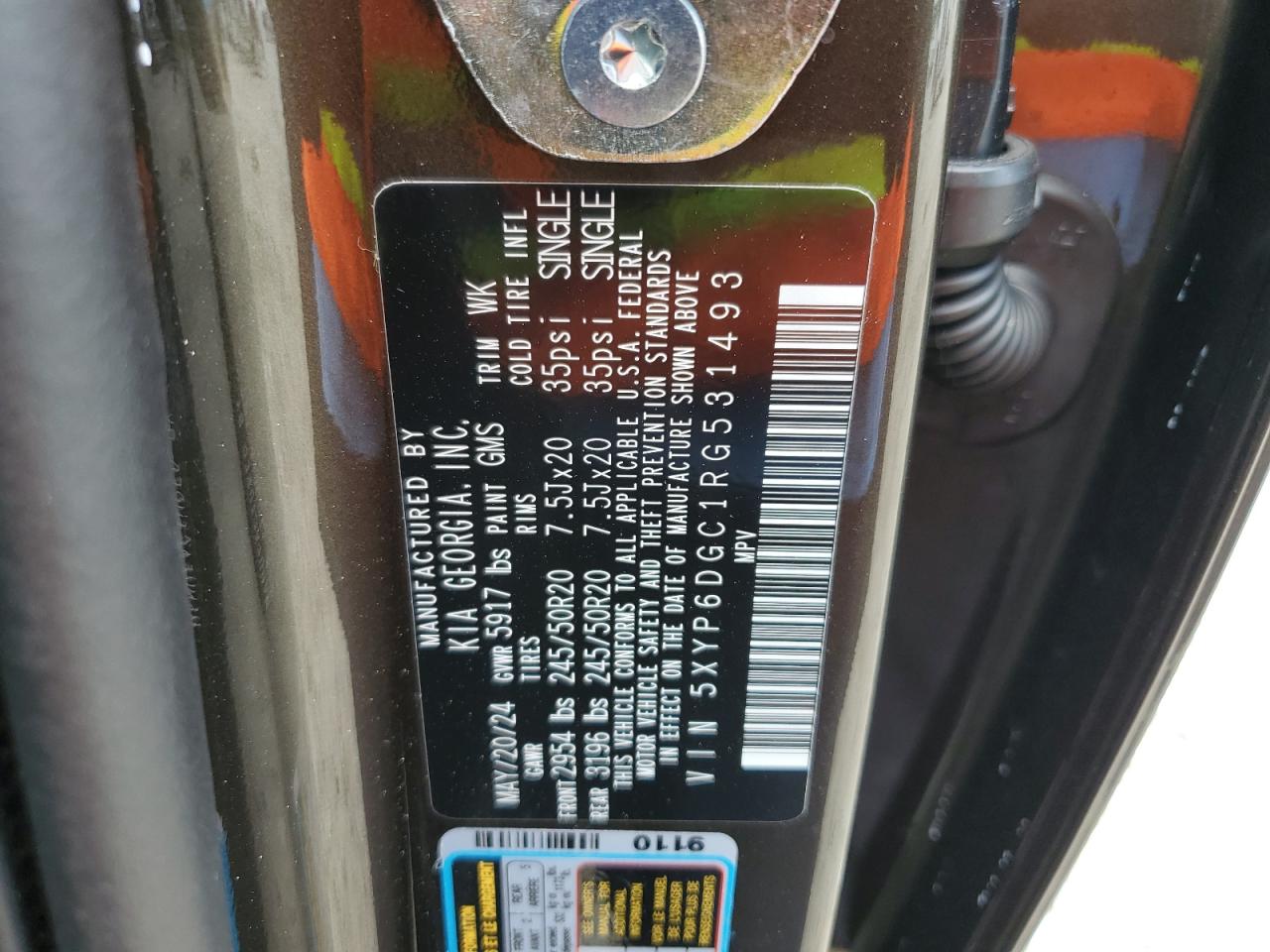 5XYP6DGC1RG531493 2024 Kia Telluride S