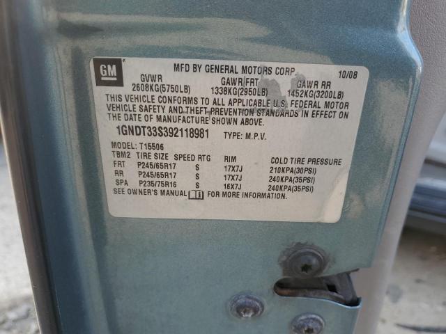 2009 Chevrolet Trailblazer Lt VIN: 1GNDT33S392118981 Lot: 59633414